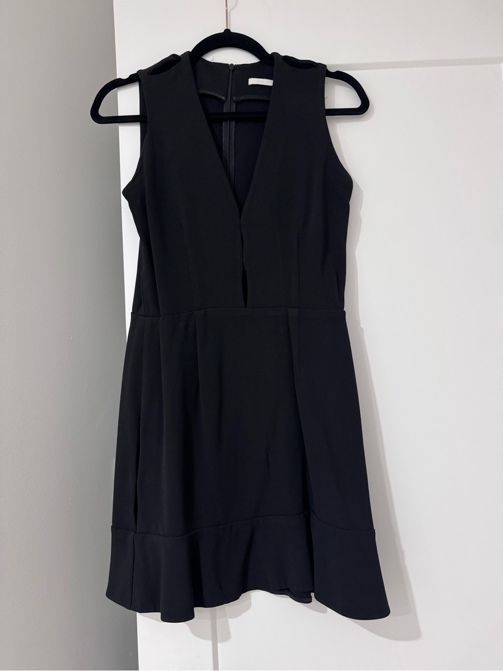 Jonathan Simkhai Black Sleeveless V-Neck Cutt out Mini Dress